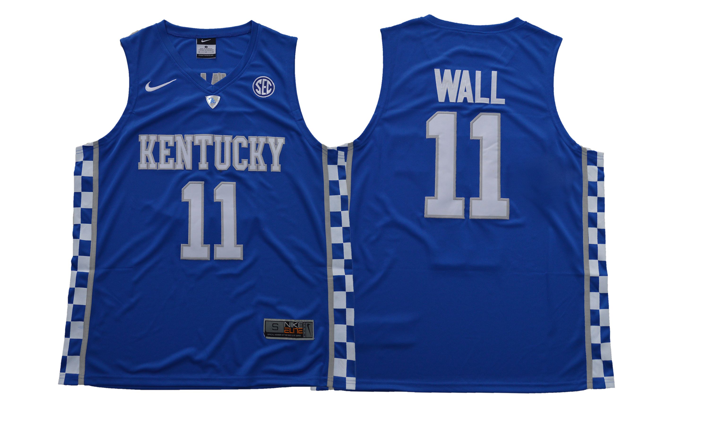 Men Kentucky Wildcats 11 Wall Blue NBA NCAA Jerseys